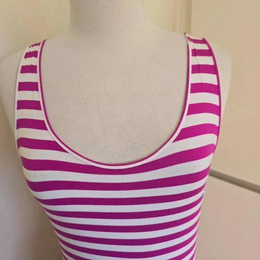 Calvin Klein Pink/White Stripe Full Length Tank  Long Maxi Dress, NWT, Sz. 4 - Picture 2 of 12